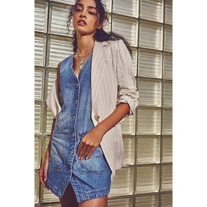 NWT FREE PEOPLE Sz M MENSWEAR CROSBY BLAZER STRIPED JACKET